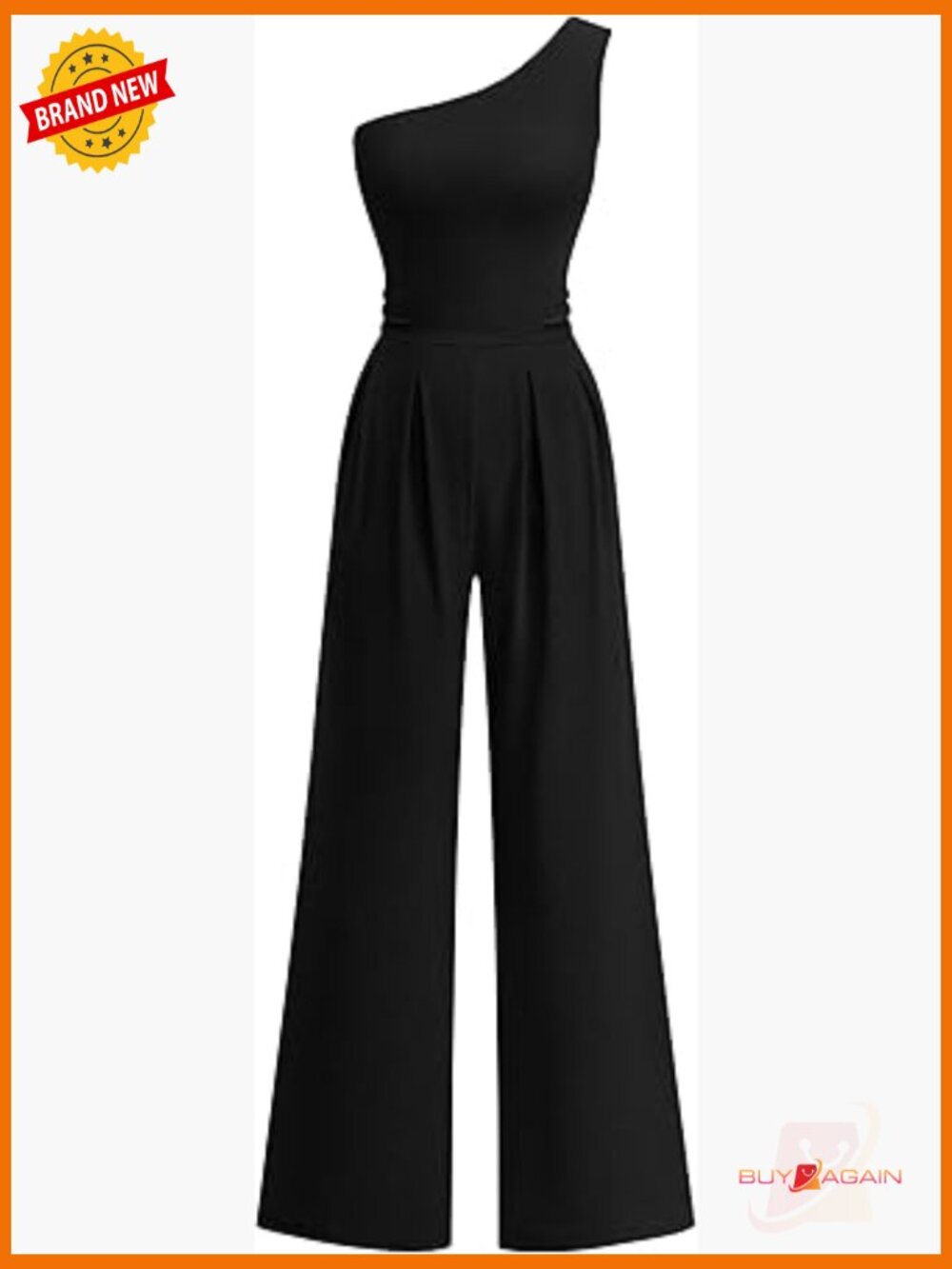 One Shoulder Jumpsuit Dressy Ribbed Wide Leg Romper with Pockets